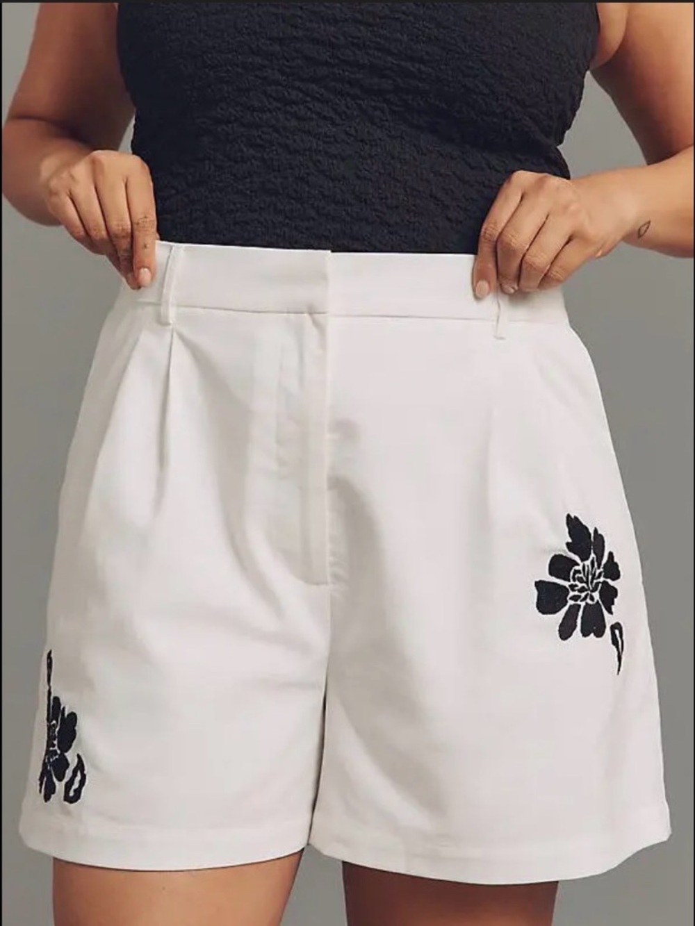 Anthropologie Dolan Women’s 1X Left Coast Linen Blend Floral Embroidered Shorts